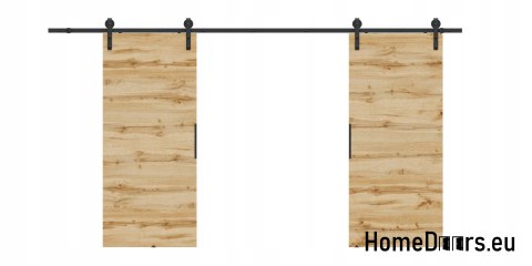 Drzwi przesuwne 140 naścienne ALFA LOFT 01 Dąb Wotan 70 + system przesuwny