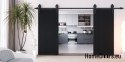 Drzwi przesuwne 148 naścienne ALFA LOFT 04 Czarne 74 + system przesuwny