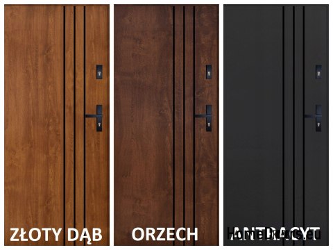 Drzwi Zewnętrzne PANTOR HURON Lewe 100 Złoty Dąb Grube 72mm Ciepłe