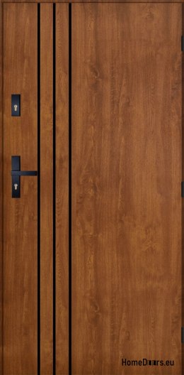 Drzwi Zewnętrzne PANTOR HURON Prawe 100 Złoty Dąbt Grube 72mm Ciepłe