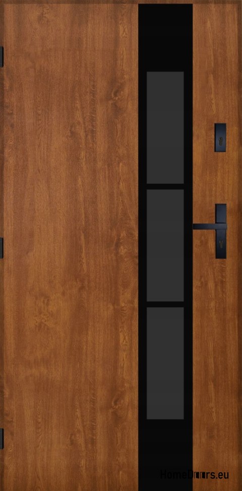 Drzwi Zewnętrzne PANTOR MARS 11 Lewe 90 Złoty Dąb Grube 72mm Ciepłe