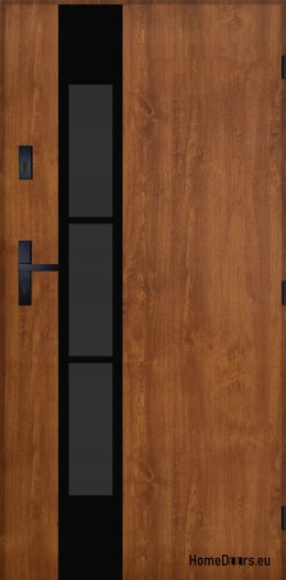 Drzwi Zewnętrzne PANTOR MARS 11 Prawe 80 Złoty Dąb Grube 72mm Ciepłe