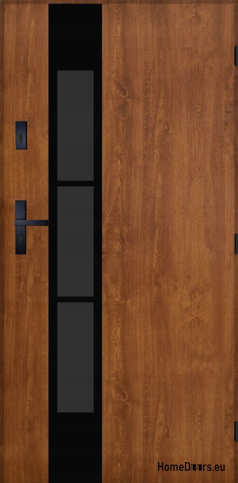 Drzwi Zewnętrzne PANTOR MARS 11 Prawe 80 Złoty Dąb Grube 72mm Ciepłe