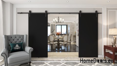 Drzwi przesuwne 110 naścienne ALFA LOFT 01 Czarne 55 + system przesuwny