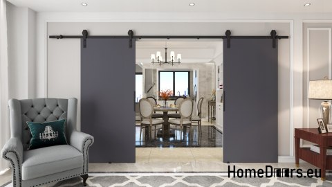 Drzwi przesuwne 120 naścienne ALFA LOFT 01 Antracyt 60 + system przesuwny