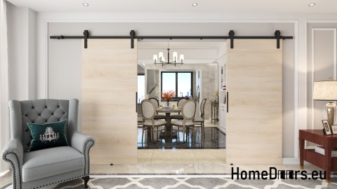 Drzwi przesuwne 120 naścienne ALFA LOFT 01 Buk Norweski 60+system przesuwny