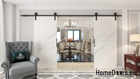 Drzwi przesuwne 130 naścienne ALFA LOFT 01 Marmur Biały 65+system przesuwny