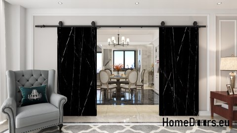 Drzwi przesuwne 130 naścienne ALFA LOFT 01 Marmur Czarny65+system przesuwny