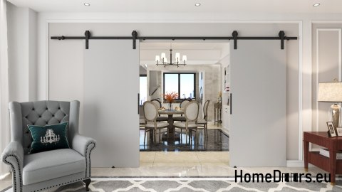 Drzwi przesuwne 130 naścienne ALFA LOFT 01 Szare 65 + system przesuwny