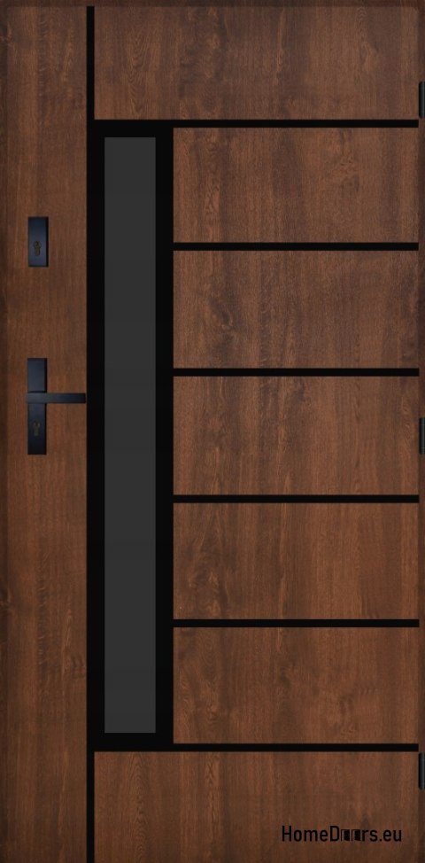 Drzwi Zewnętrzne PANTOR HERKULES 01 Prawe 90 Orzech Grube 72mm Ciepłe