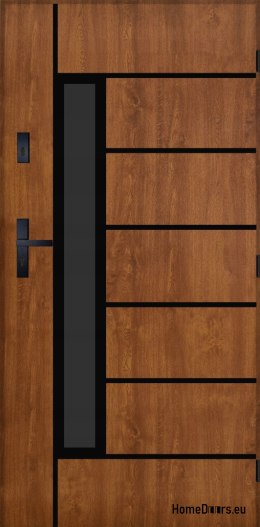 Drzwi Zewnętrzne PANTOR HERKULES 01 Prawe 90 Złoty Dąb Grube 72mm Ciepłe