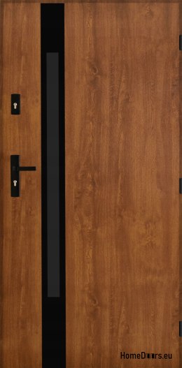 Drzwi Zewnętrzne PANTOR MARS 09 Prawe 80 Złoty Dąb Grube 72mm Ciepłe